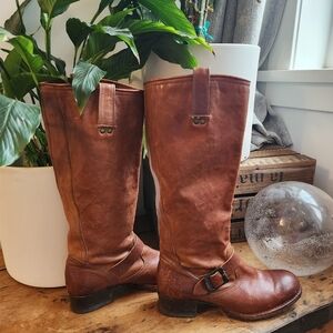 Frye low heel tall boots